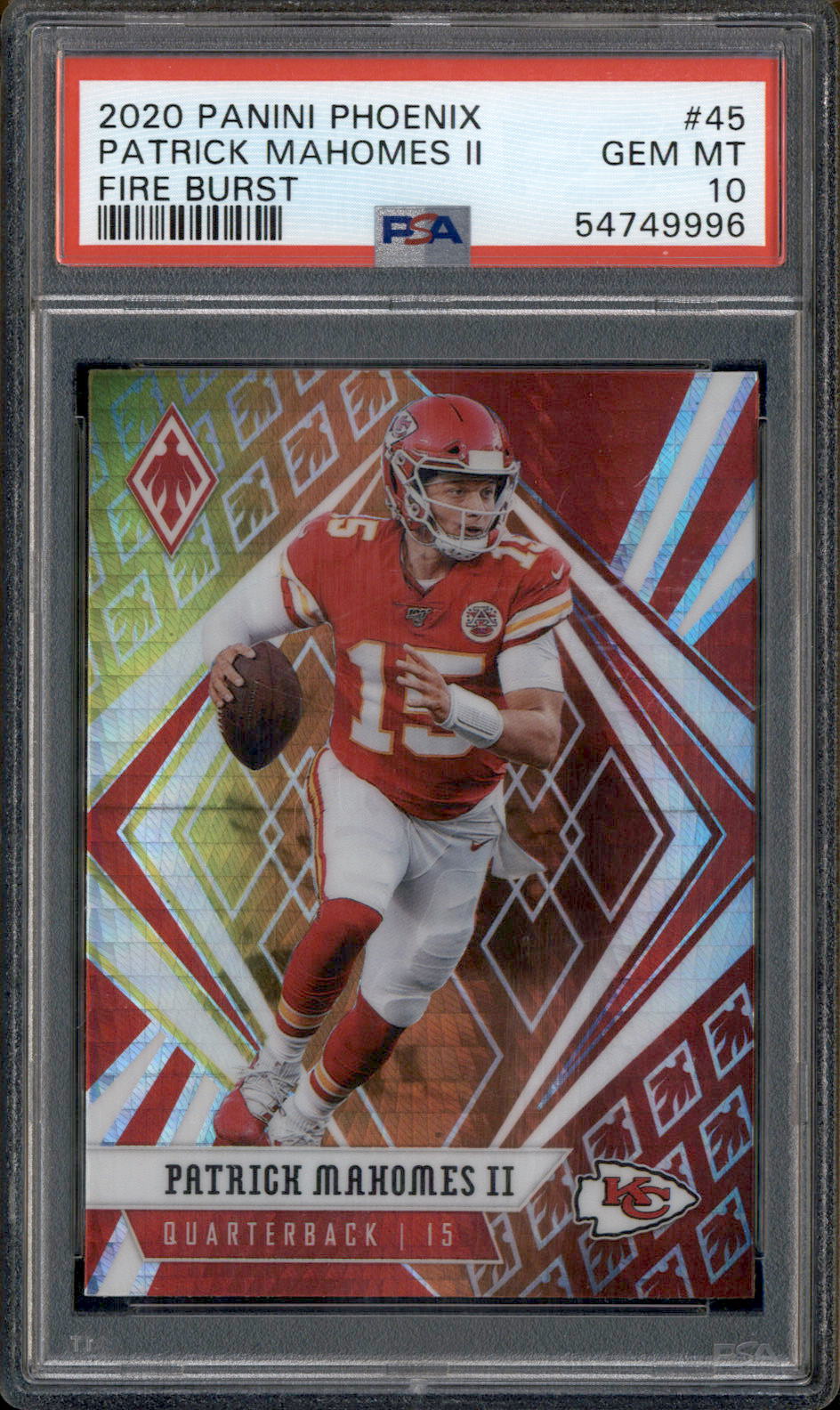 2020 Patrick Mahomes ll fire burst psa online 10 football card