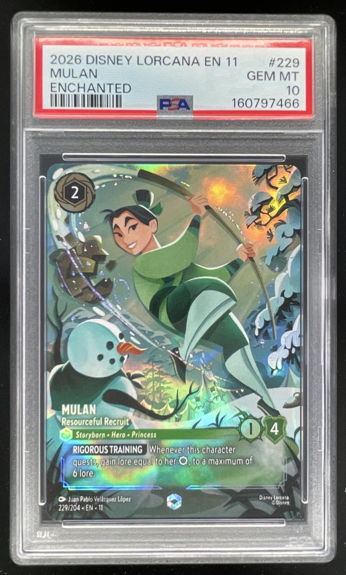 2026 Disney Lorcana TCG: Winterspell #229/204 Mulan Enchanted PSA