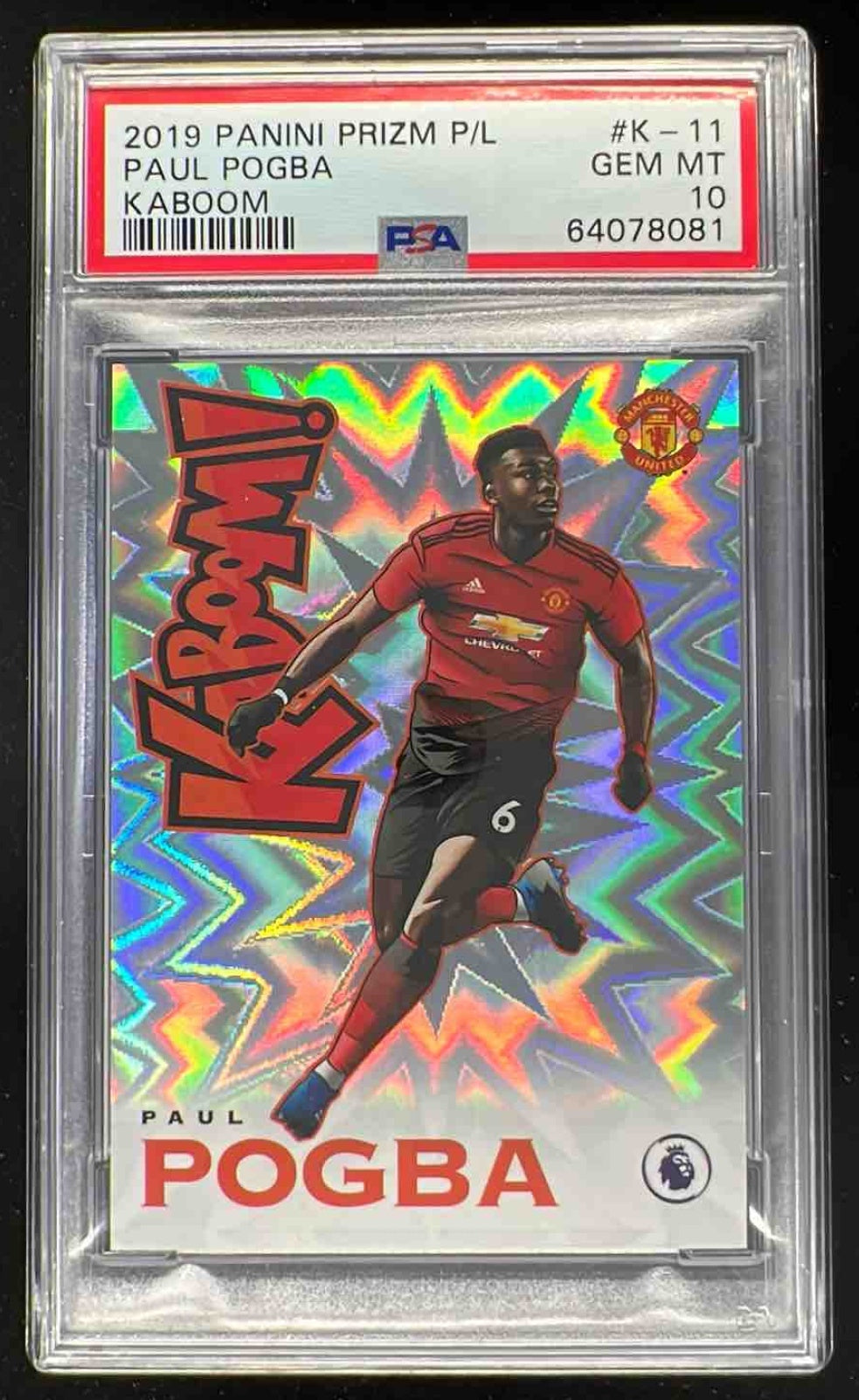 2019 Panini Prizm Premier League Kaboom! #K-11 Paul Pogba PSA 10