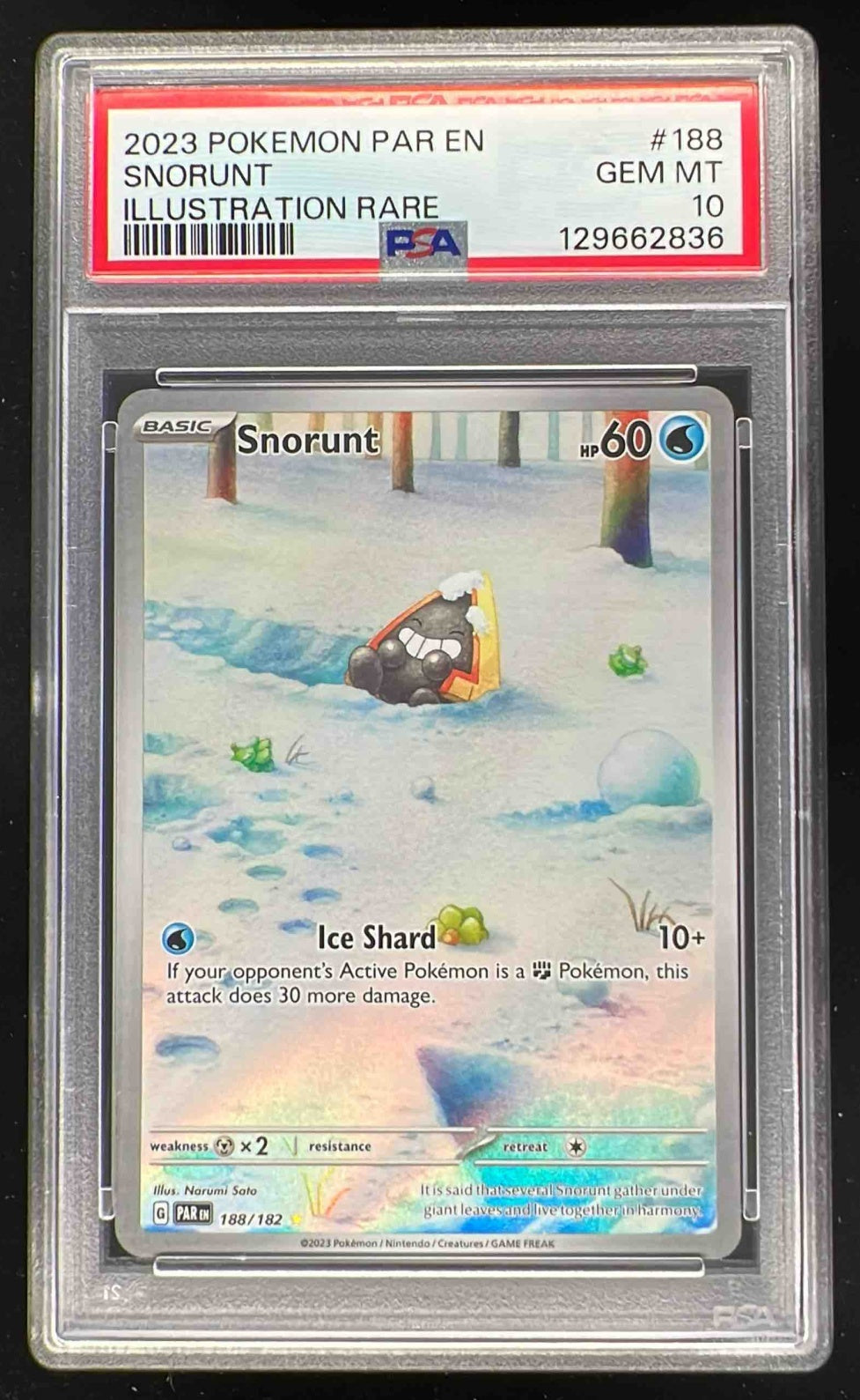 2023 Pokemon SV Paradox Rift - PAR EN #188/182 Snorunt PSA 10