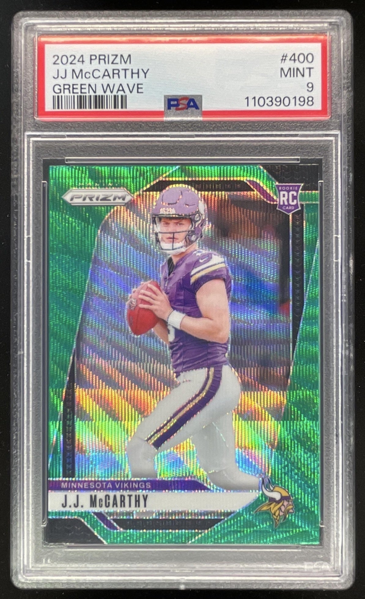 2024 Panini Prizm Green Wave Prizm #400 J.J. McCarthy RC PSA 9