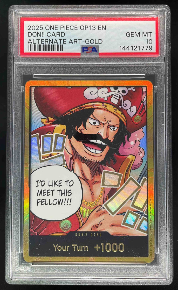 2025 One Piece OP13 EN Don!! Card Alternate Art Gold PSA 10 – Burbank Cards