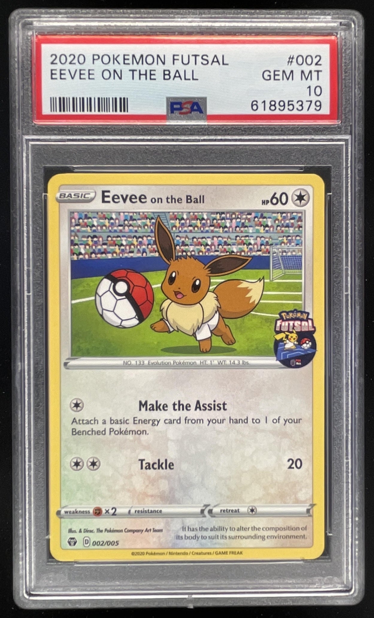2020 Pokemon Futsal Promos #002/005 Eevee on the Ball PSA 10