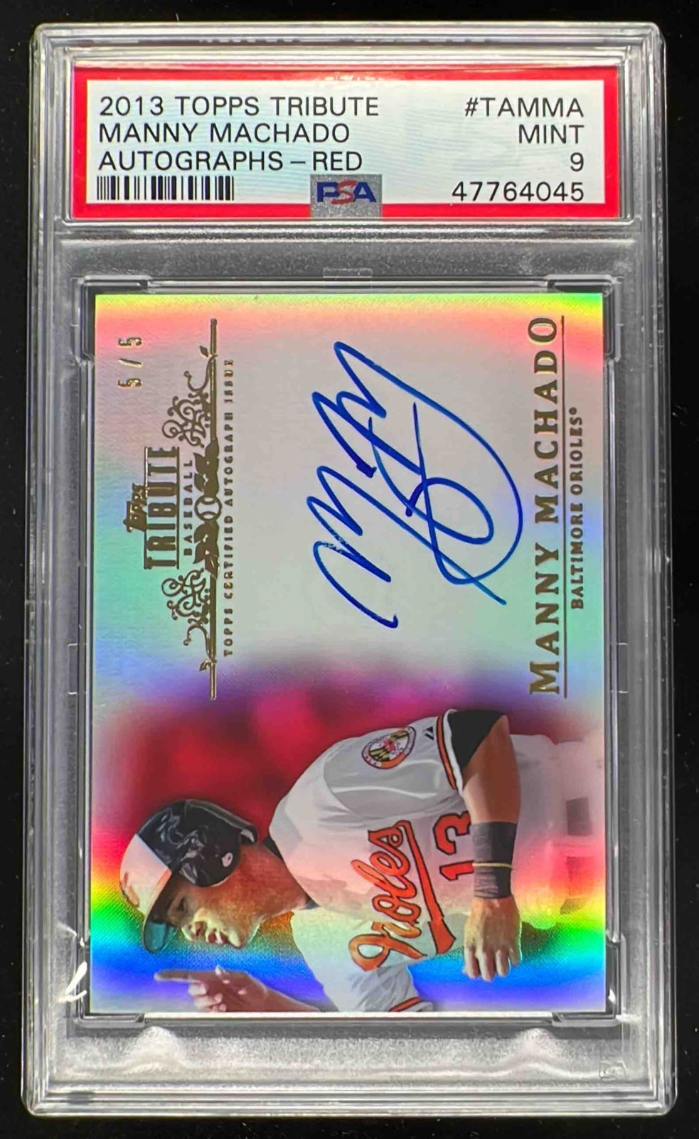 2013 Topps Tribute Autographs Red #TA-MMA Manny Machado RC Auto /5