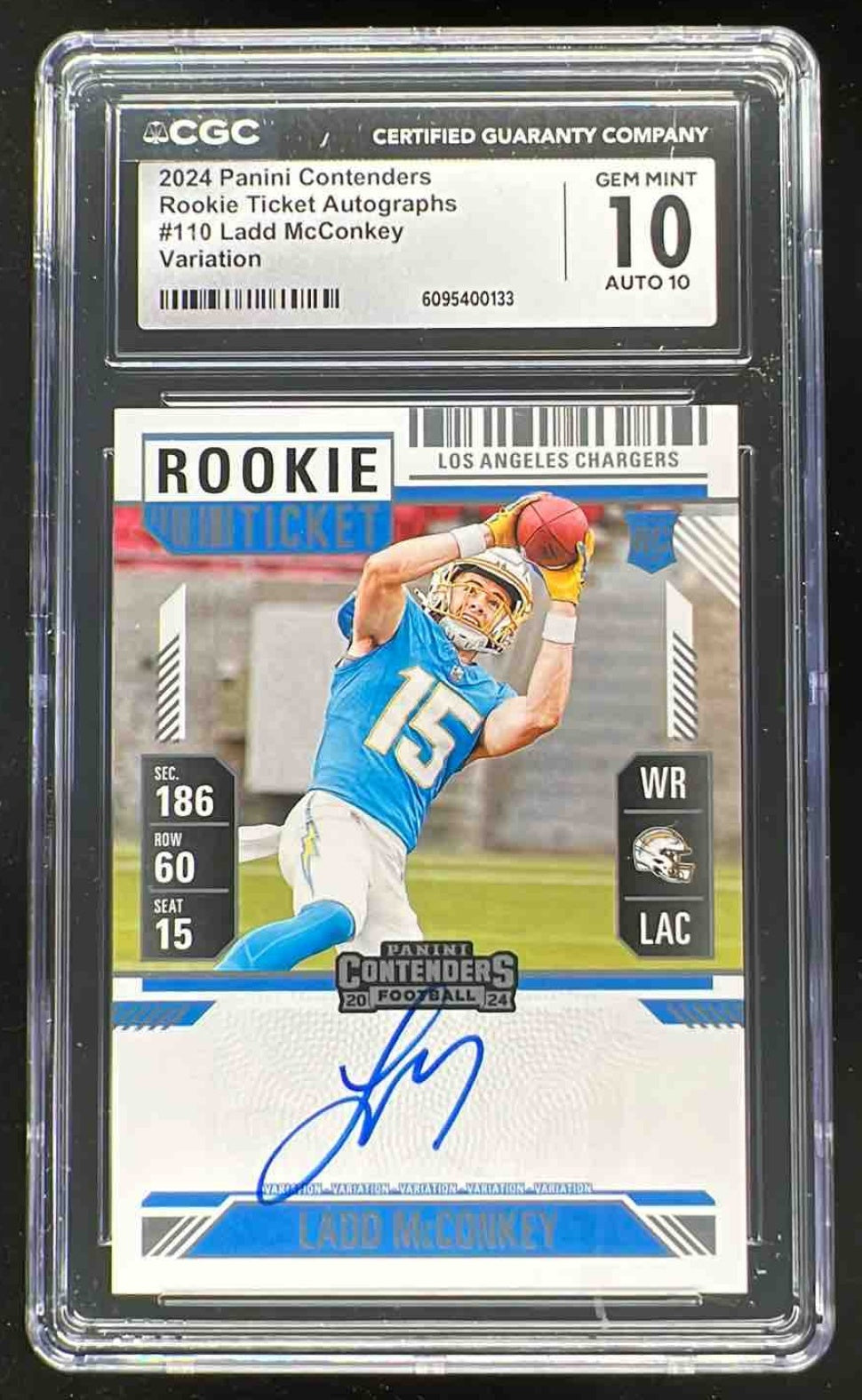 2024 Contenders Rookie Ticket Variation #110 Ladd McConkey RC Auto
