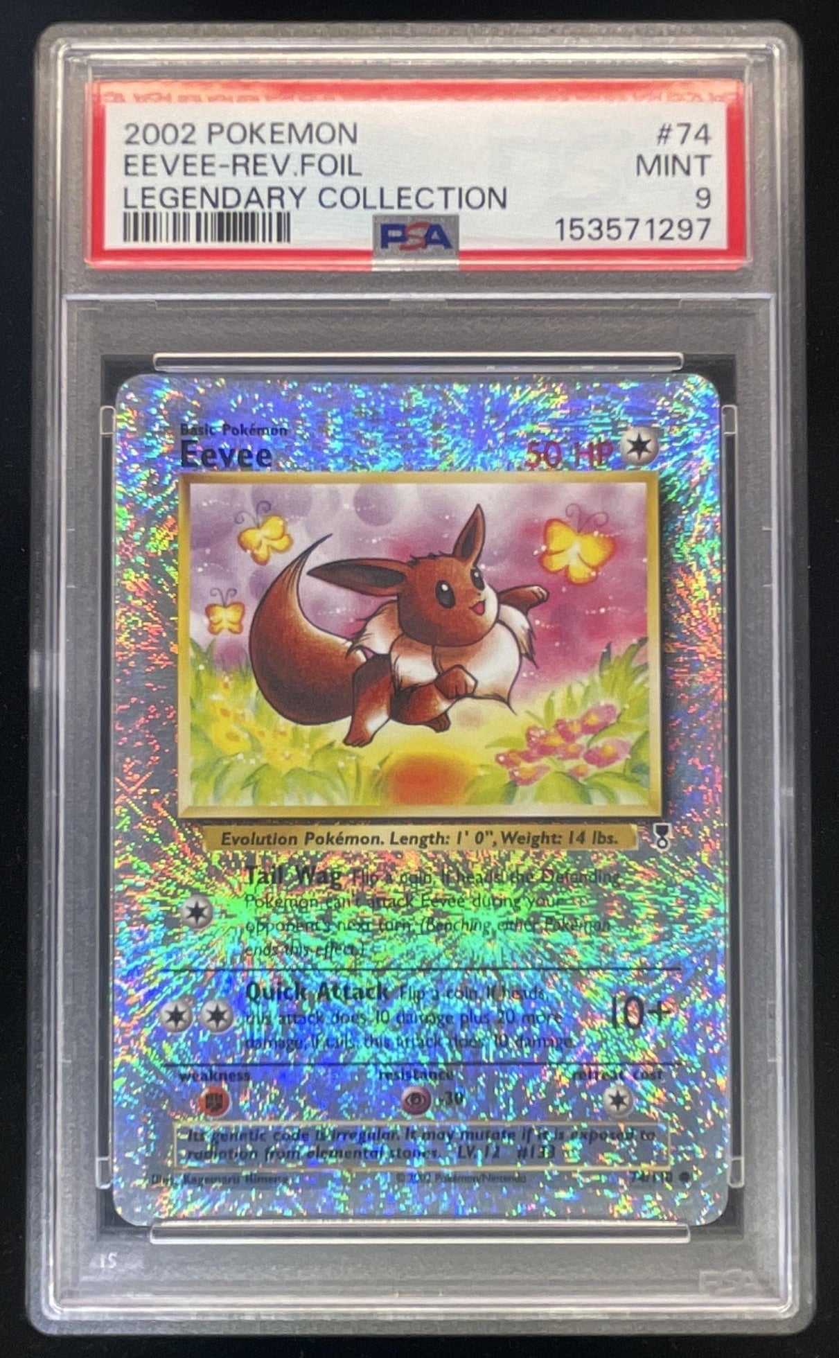 2002 Pokemon Legendary Collection Reverse Holo #74/110 Eevee PSA 9