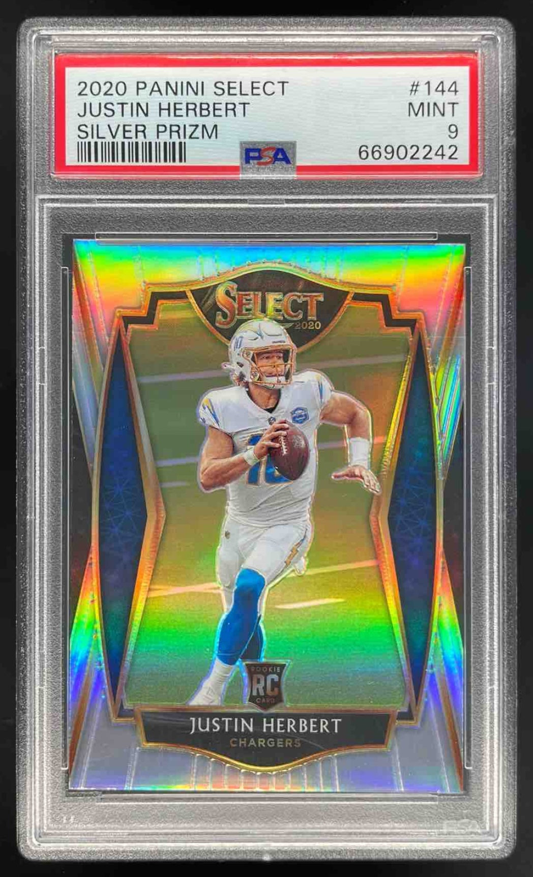2020 Panini Select Silver Prizm #144 Justin Herbert RC Premier