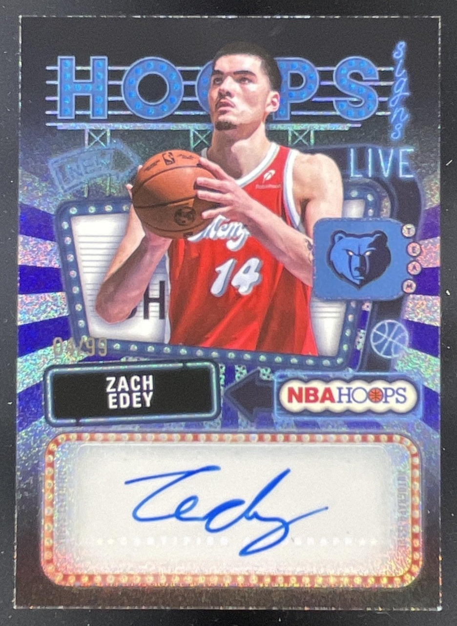 2025-26 Topps Hoops Signs Pixel Burst Purple #HS-ZE Zach Edey Auto