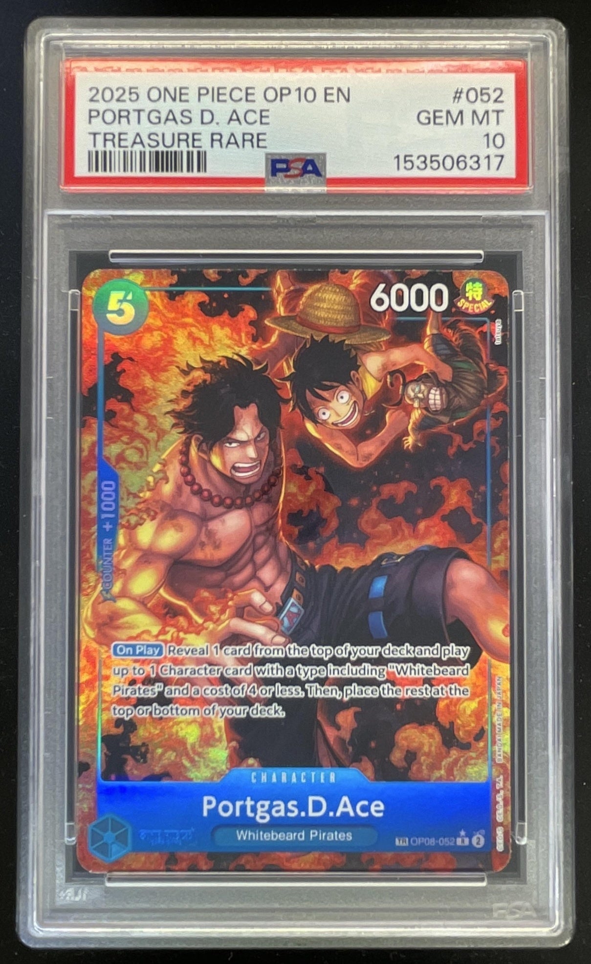 2025 One Piece Portgas.D.Ace TR - Royal Blood OP10 PSA 10