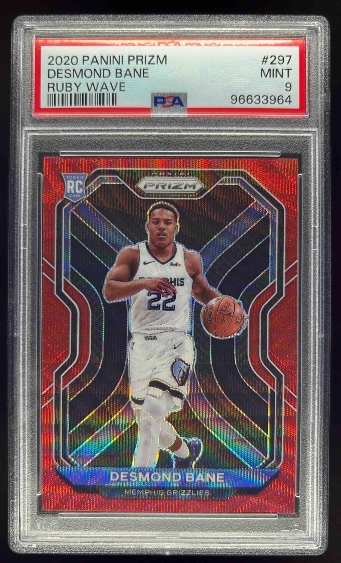 2020-21 Panini Prizm Ruby Wave Prizms #297 Desmond Bane RC PSA 9