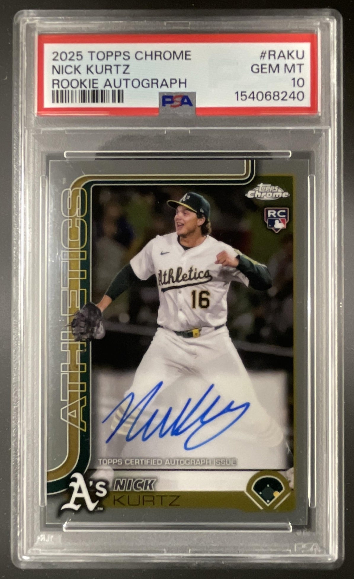 2025 Topps Chrome Rookie Autographs #RA-KU Nick Kurtz RC Auto PSA