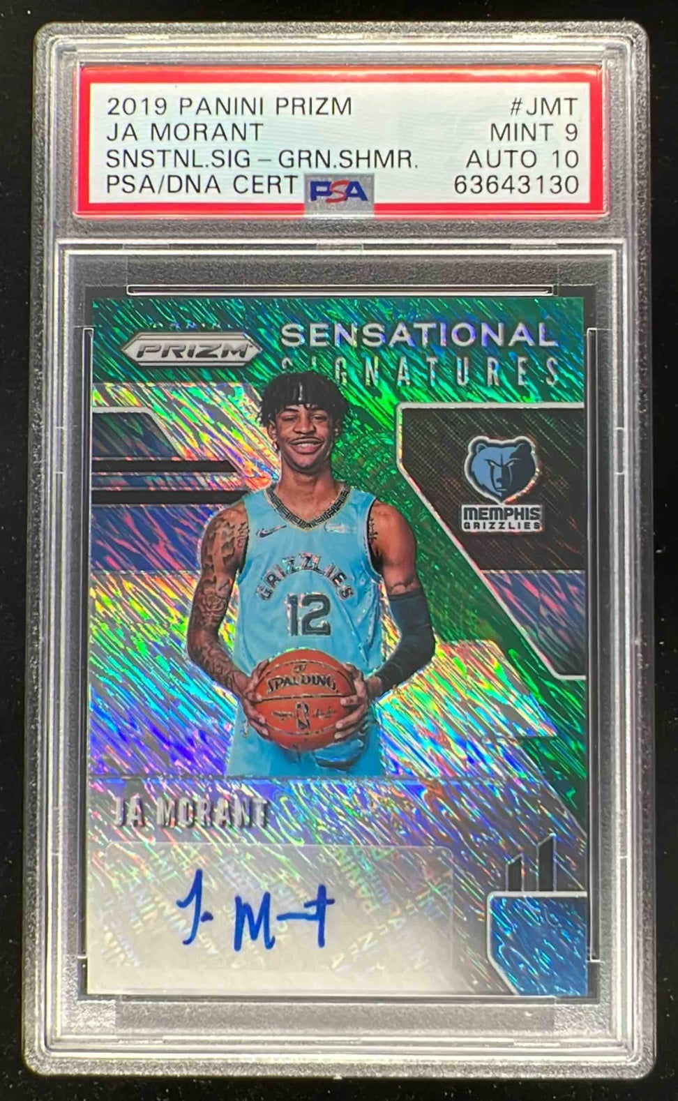 2019 Panini Prizm Sensational Prizms Green Shimmer Ja Morant RC