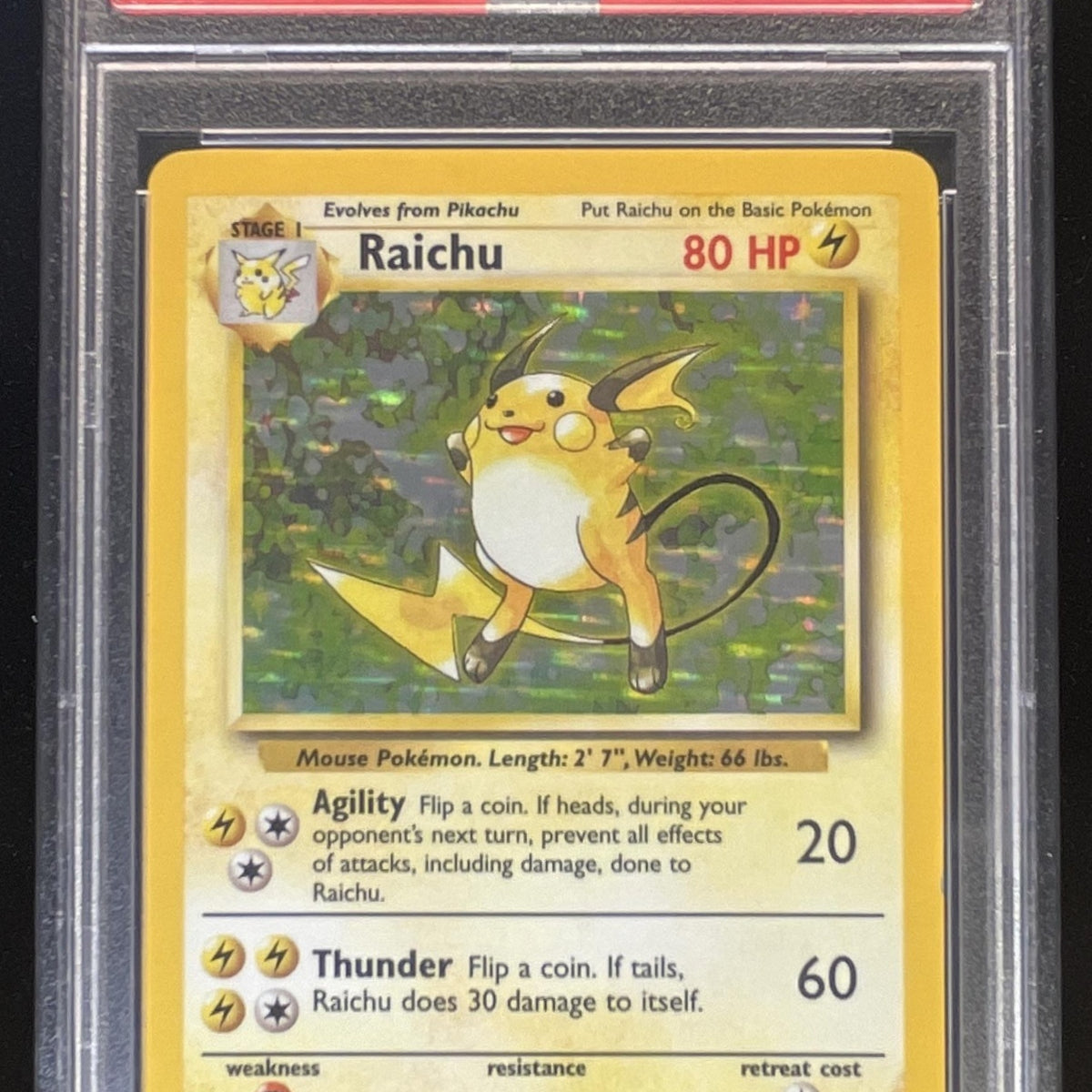 1999 Pokemon Unlimited Set #14/102 Raichu Rare Holo PSA 8 – Burbank Cards