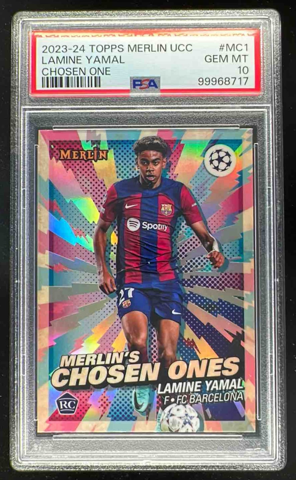 2023-24 Topps Chrome Merlin Chosen One #MC-1 Lamine Yamal RC PSA