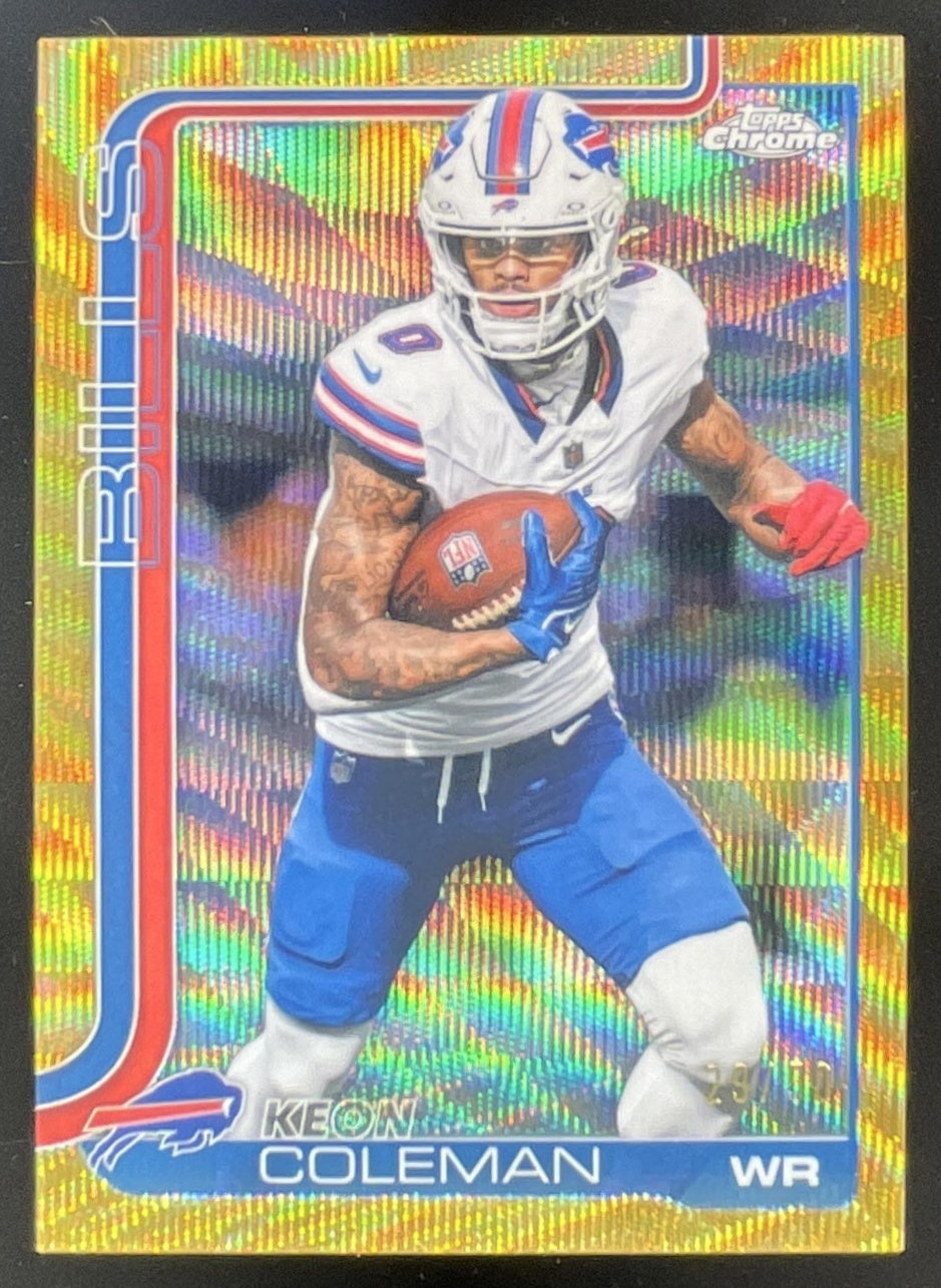 {レア } 神聖物 ガネーシャ バロムクルテープ 2Kレインボー プラクルアン 2025 Topps Chrome Gold Wave Refractor #30 Keon Coleman /50