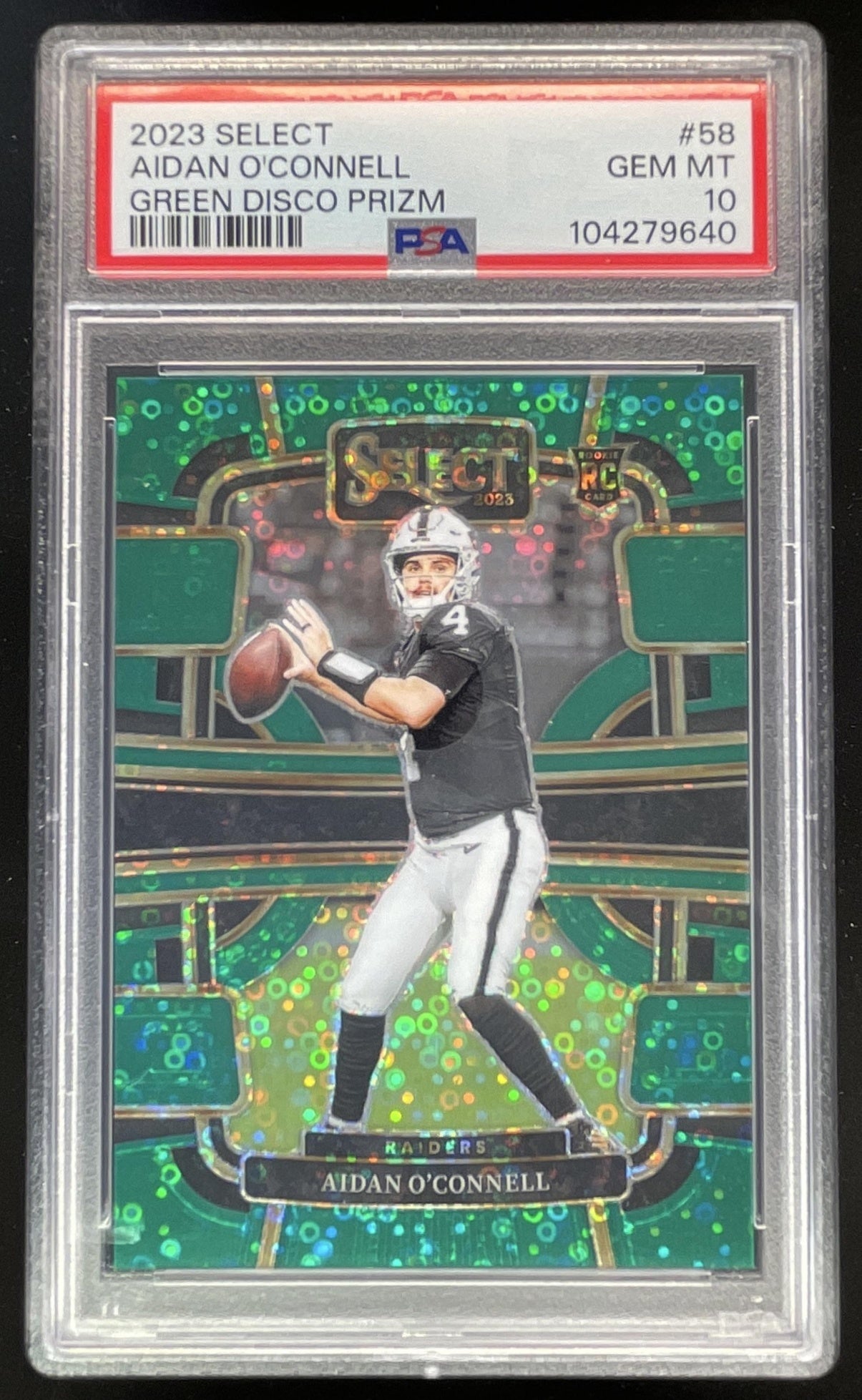 2023 Panini Select Disco Green Prizms #58 Aidan O'Connell RC