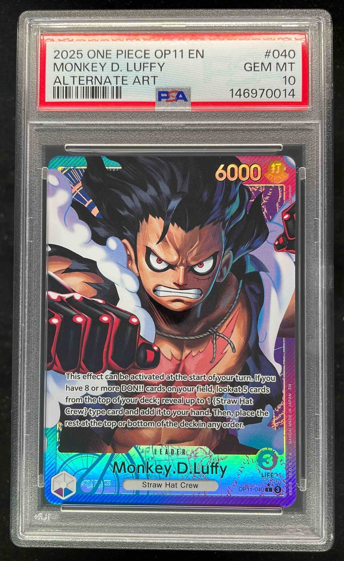2025 One Piece OP11 EN Alternate Art #040 Monkey D Luffy PSA 10