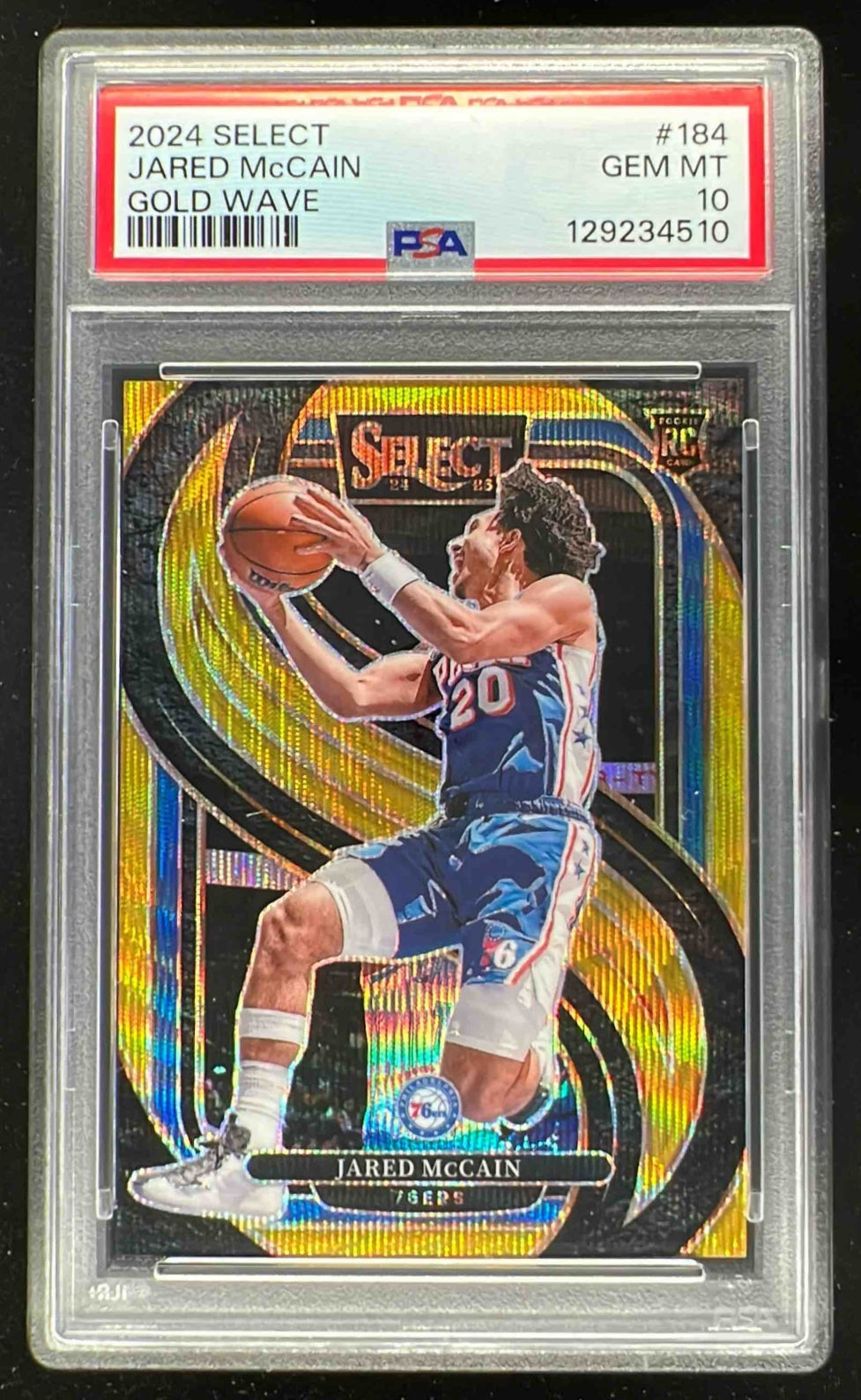 2024-25 Panini Select Premier Gold Wave Prizm #184 Jared McCain RC