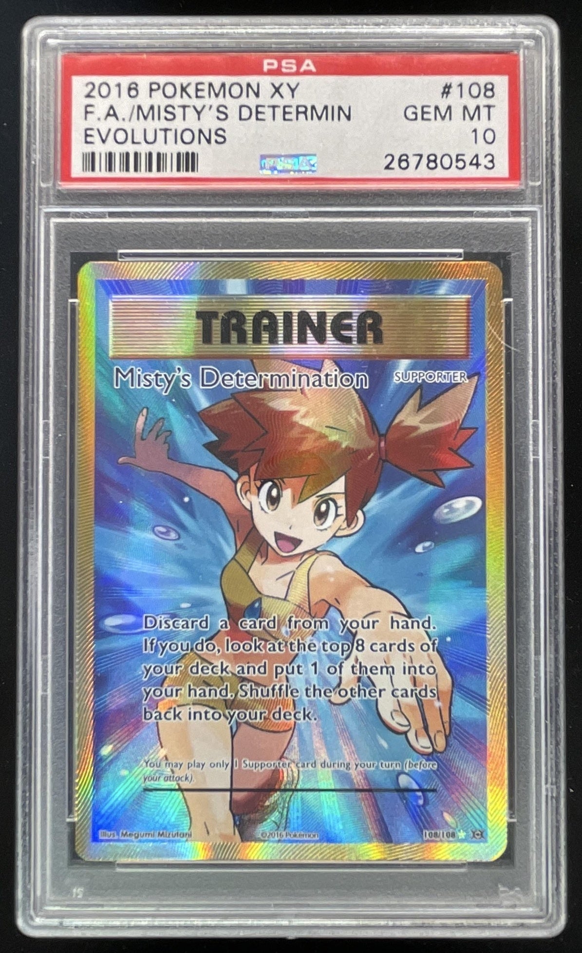 2016 Pokemon XY Evolutions #108/108 Misty's Determination PSA 10
