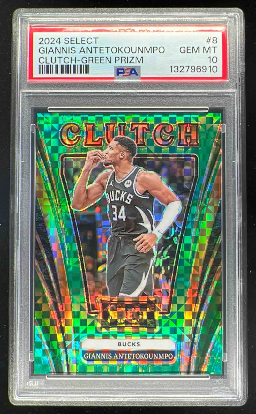 2024-25 Panini Select Clutch Green Prizm #8 Giannis Antetokounmpo