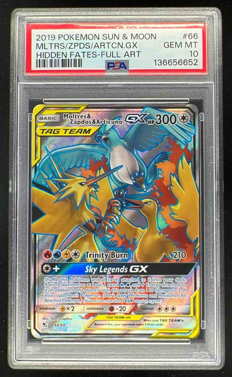 2019 Pokemon SM Hidden Fates #66/68 Moltres & Zapdos & ArticunoTag