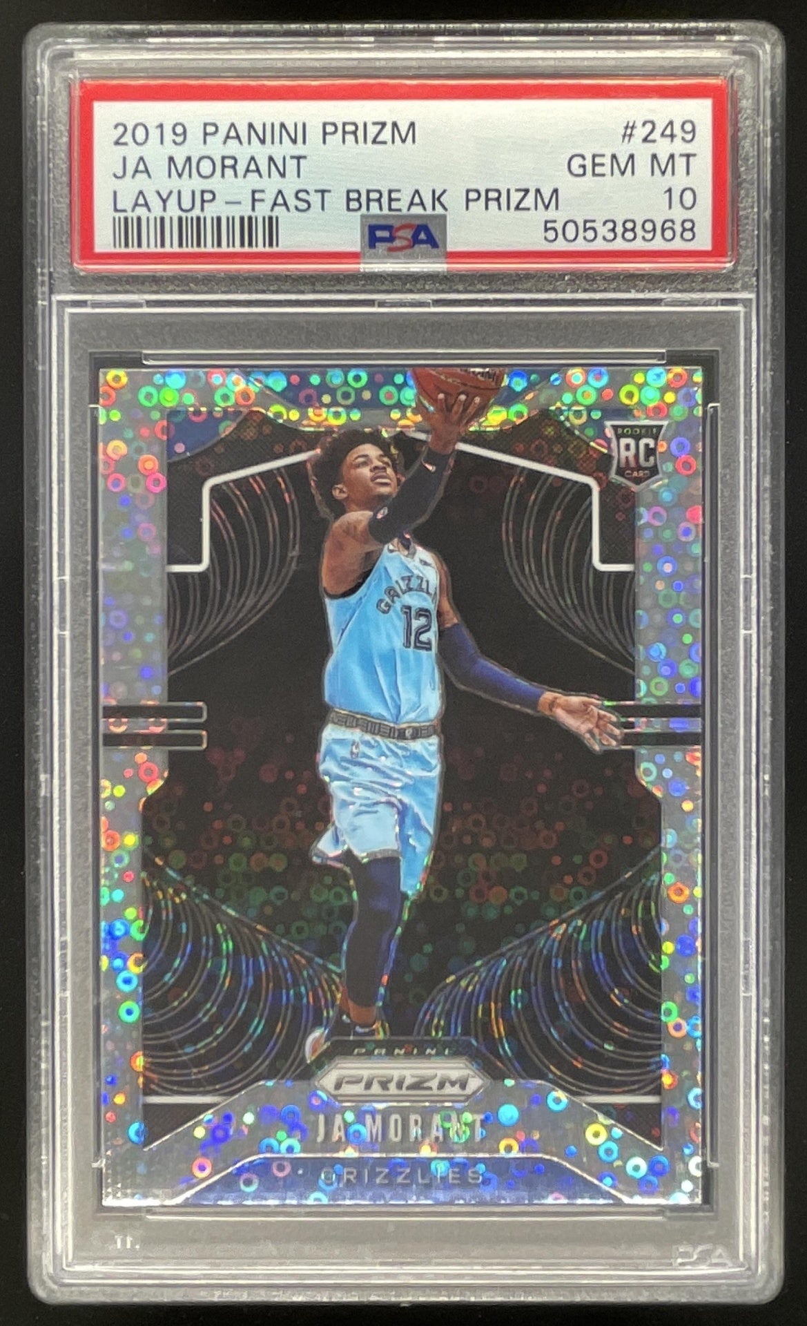 2019-20 Panini Prizm Prizms Fast Break #249b Ja Morant RC PSA 10