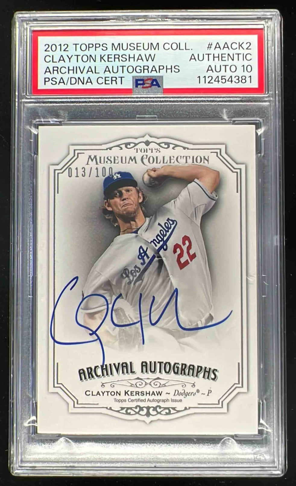 2012 Topps Museum Collection Archival Clayton Kershaw Auto /100