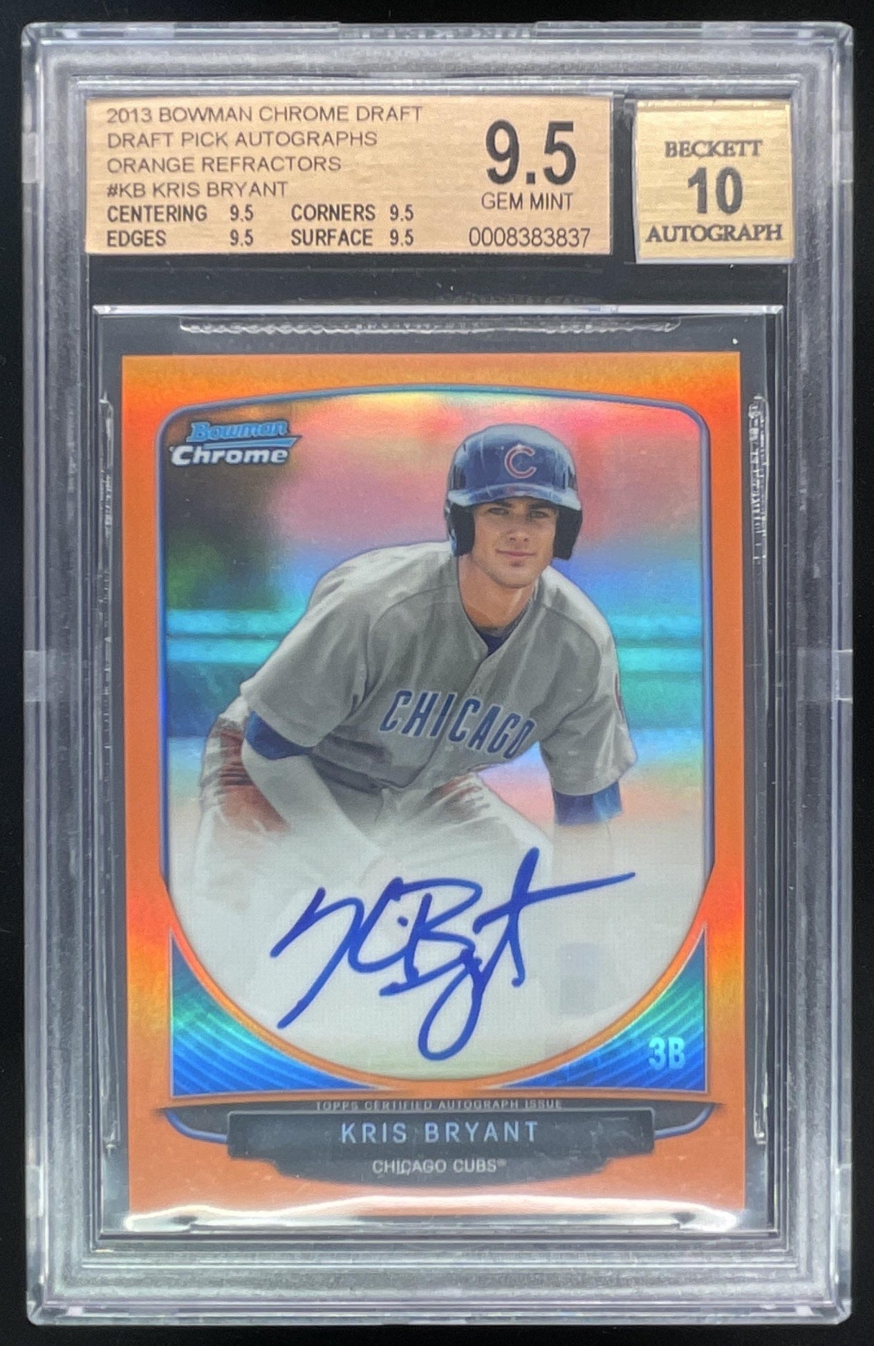2013 Bowman Draft Picks Chrome Orange #BCA-KB Kris Bryant Auto /25