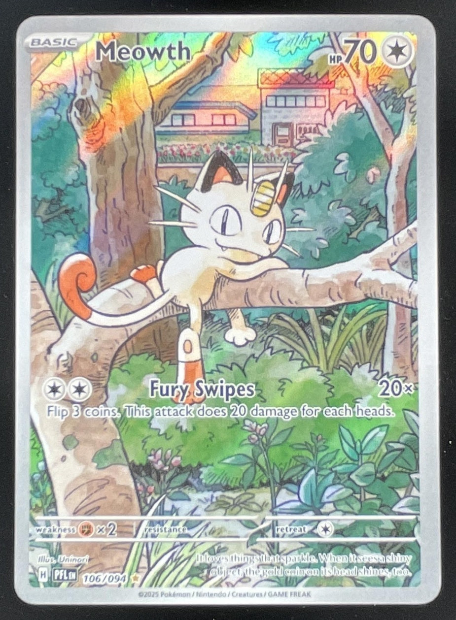 2025 Pokemon Phantasmal Flames #106/094 Meowth Illustration Rare