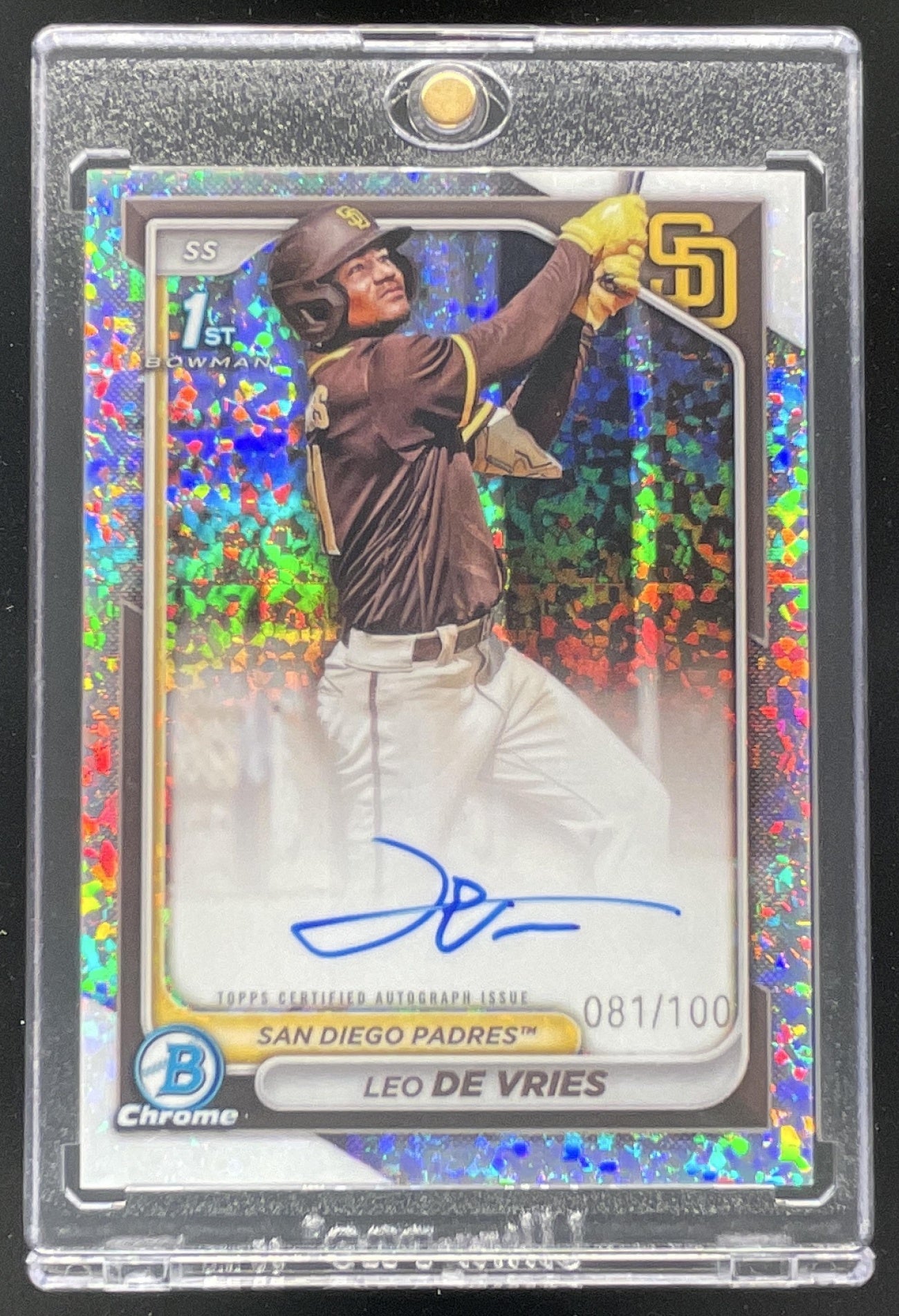 2024 Bowman Chrome Mini Diamond #CPA-LD Leo De Vries RC Auto /100