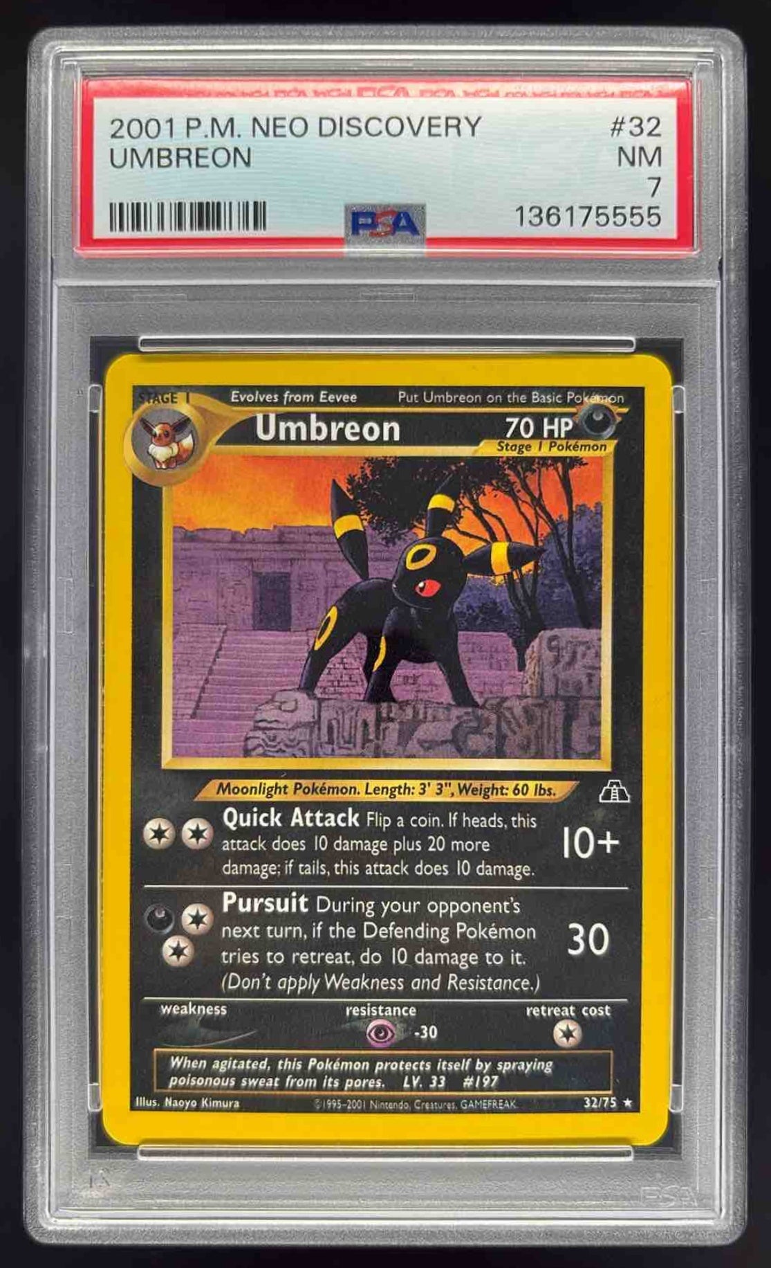 2001 Pokemon Neo Discovery #32/75 Umbreon PSA 7 – Burbank Cards