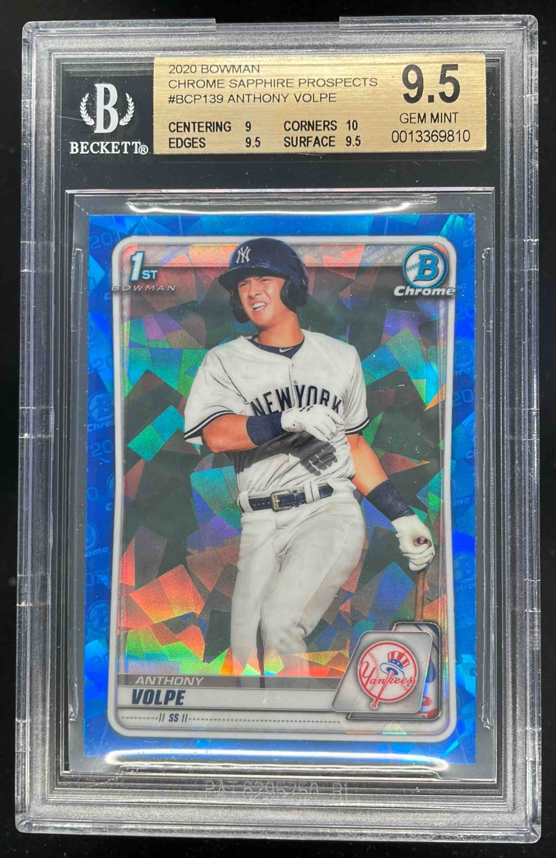 2020 Bowman Sapphire Chrome #BCP-139 Anthony Volpe BGS 9.5