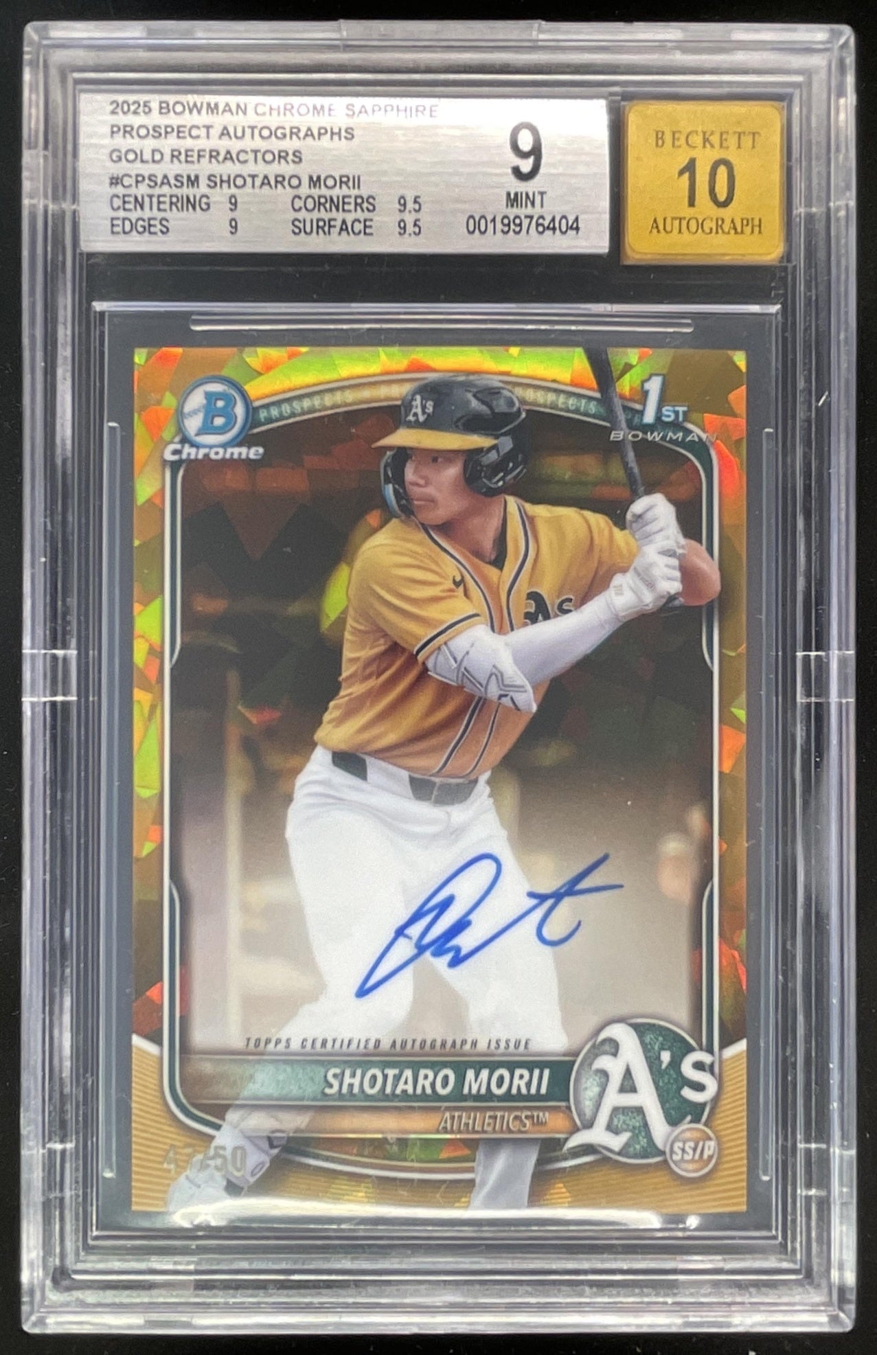 2025 Bowman Chrome Sapphire Chrome Gold #CPSA-SM Shotaro Morii RC