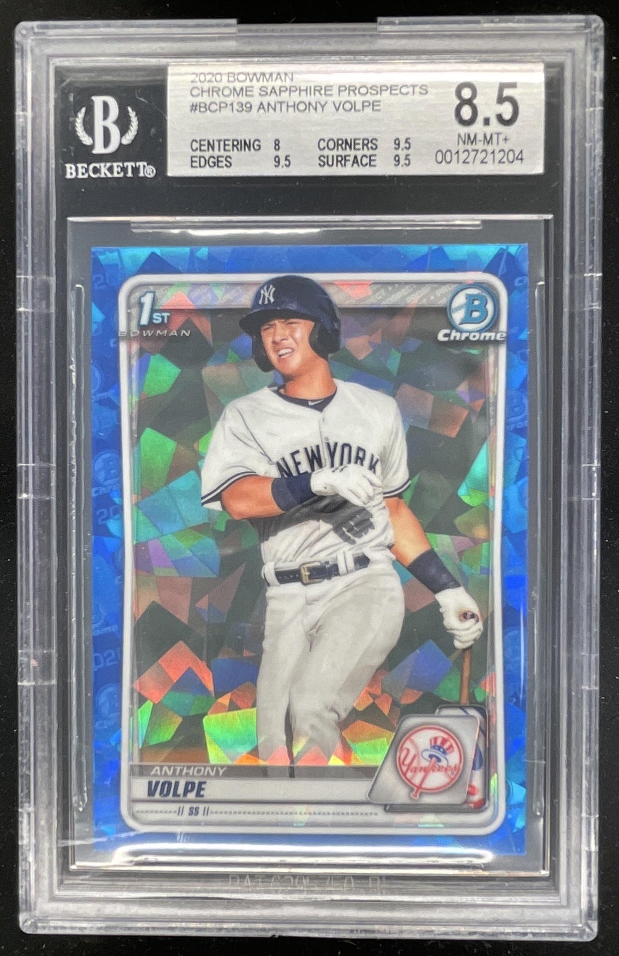 2020 Bowman Sapphire Chrome #BCP-139 Anthony Volpe BGS 8.5