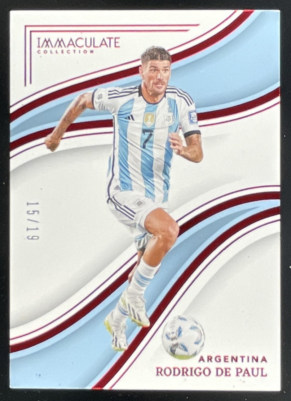 【50シリ】Panini Immaculate／ロドリゴルーキーカード！ 2024-25 Panini Immaculate Collection Ruby #9 Rodrigo de Paul /19