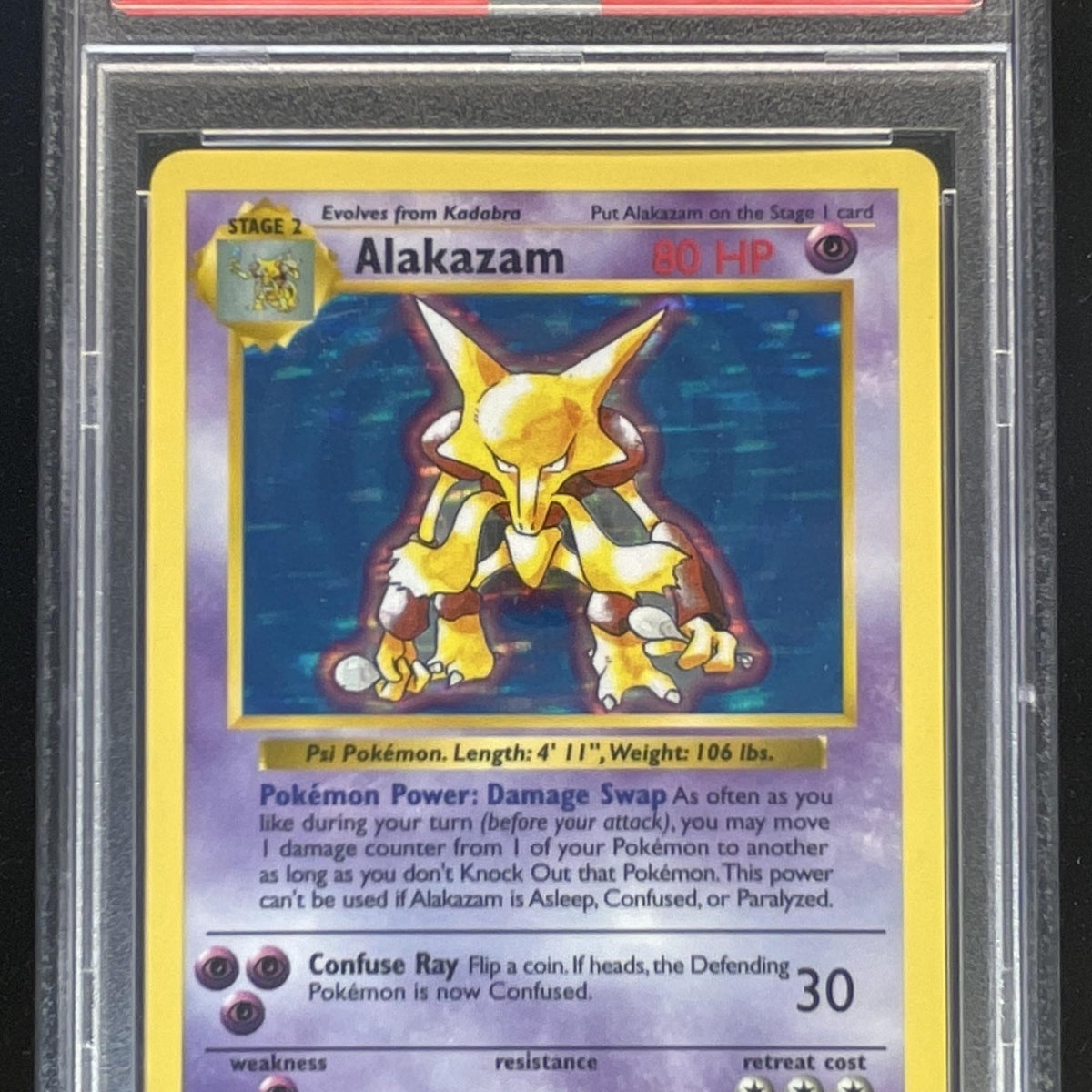 1999 Pokemon Shadowless Set #1/102 Alakazam Holo PSA 7 – Burbank Cards