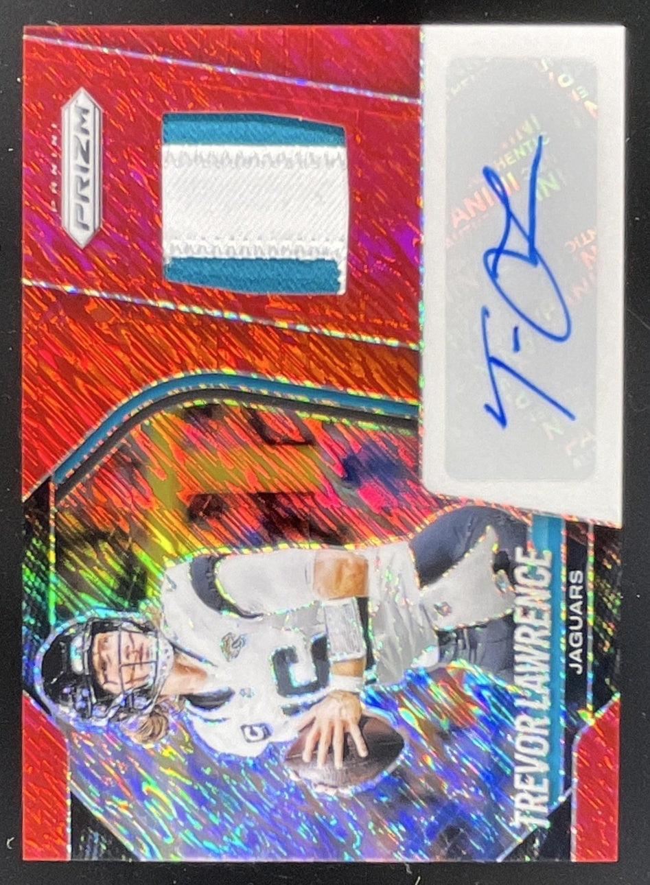 2025 Prizm Patch Red Shimmer Prizm #PAU-TLE Trevor Lawrence Auto