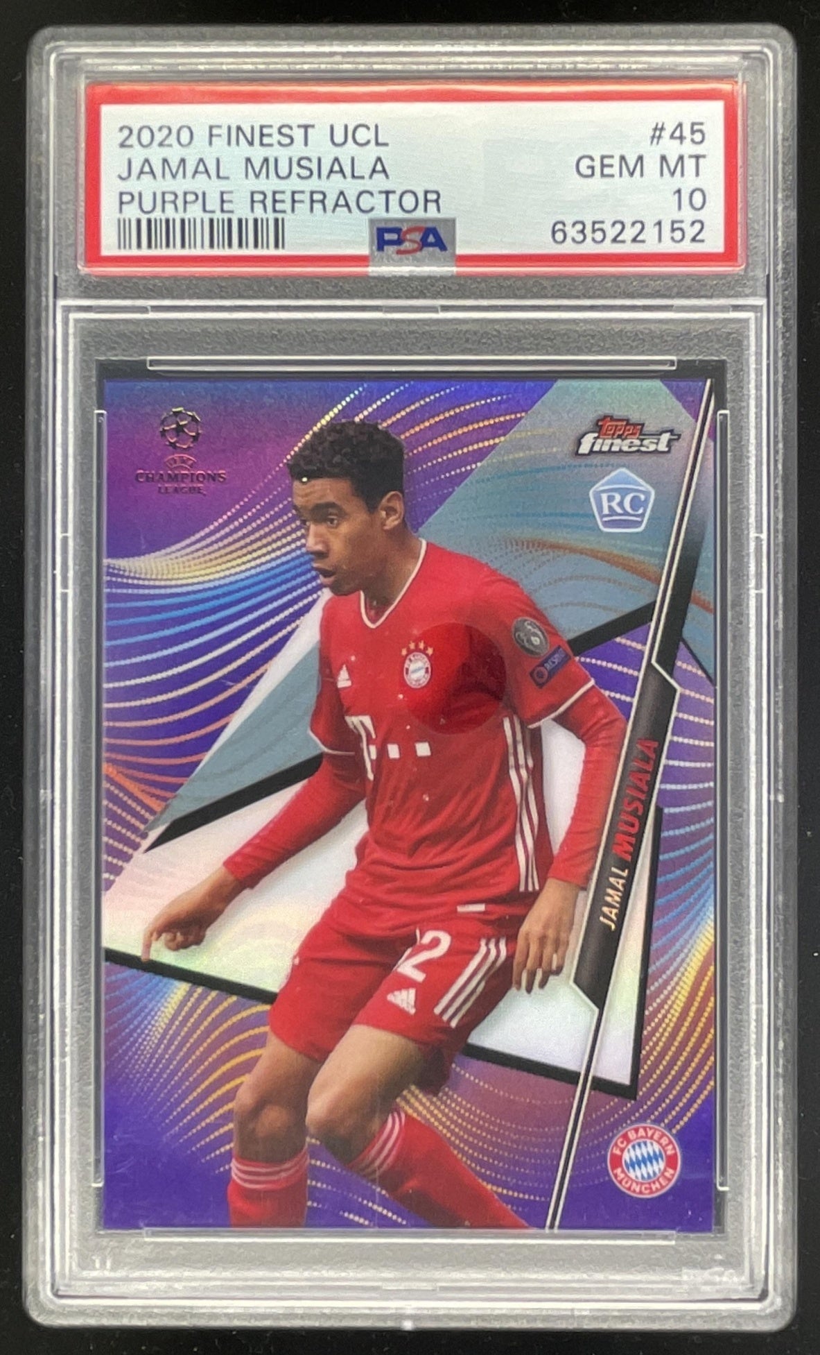 RC Topps Finest Jamal Musiala 99枚限定 カード 2020 Topps Finest UEFA Champions League Purple #45 Jamal Musiala
