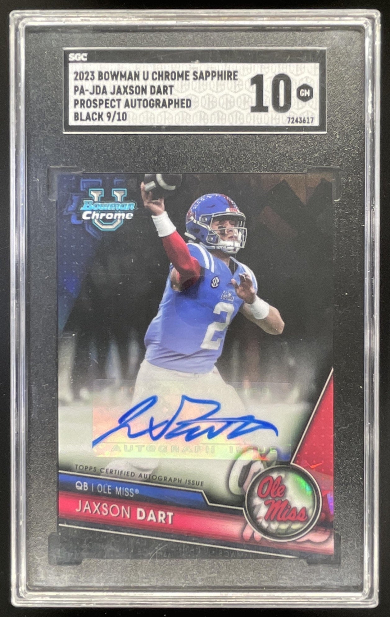 2023 Bowman University Chrome Sapphire Black #PA-JDA Jaxson Dart