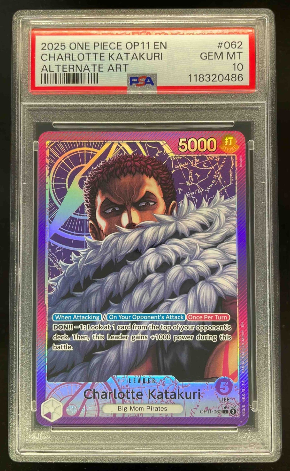 2025 One Piece OP11 EN #062 Charlotte Katakuri Alternate Art PSA