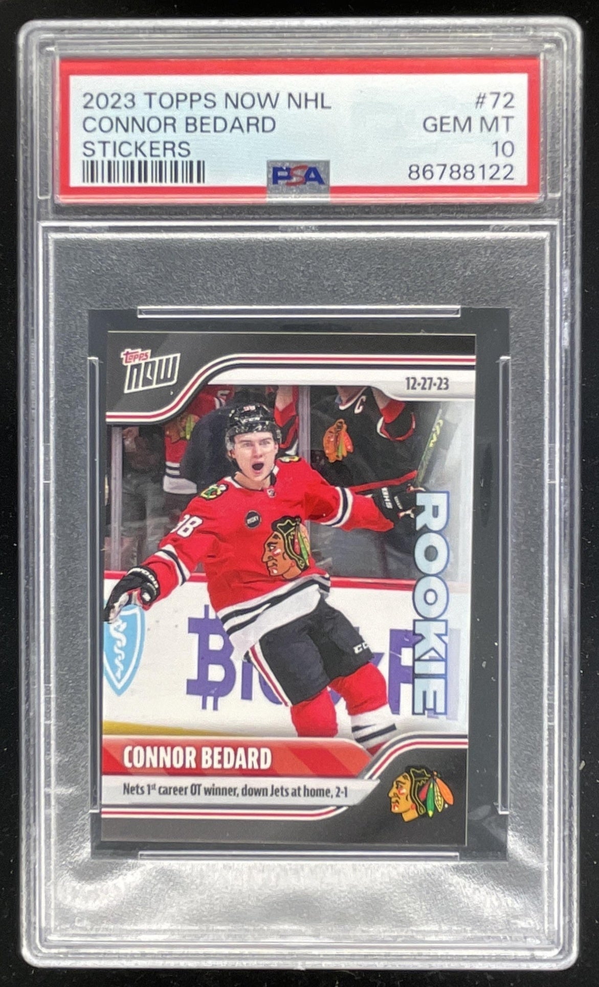 2023-24 Topps Now NHL Stickers #72 Connor Bedard RC PSA 10