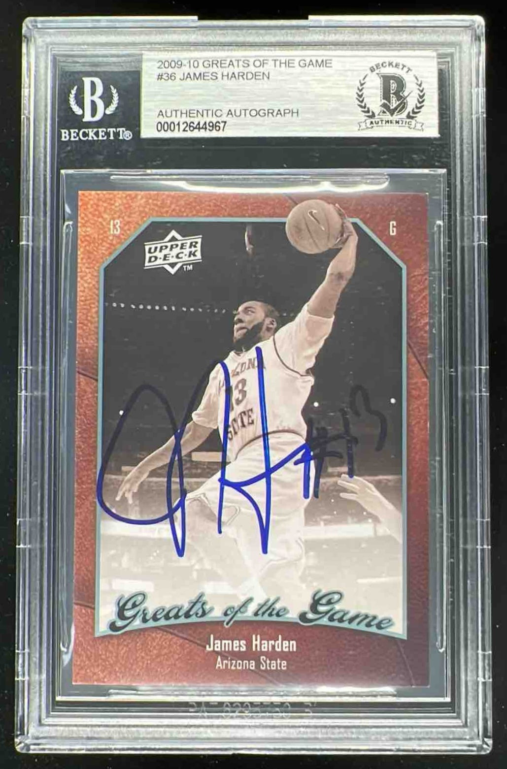 2009-10 Upper Deck Greats of the Game #36 James Harden RC Auto BGS