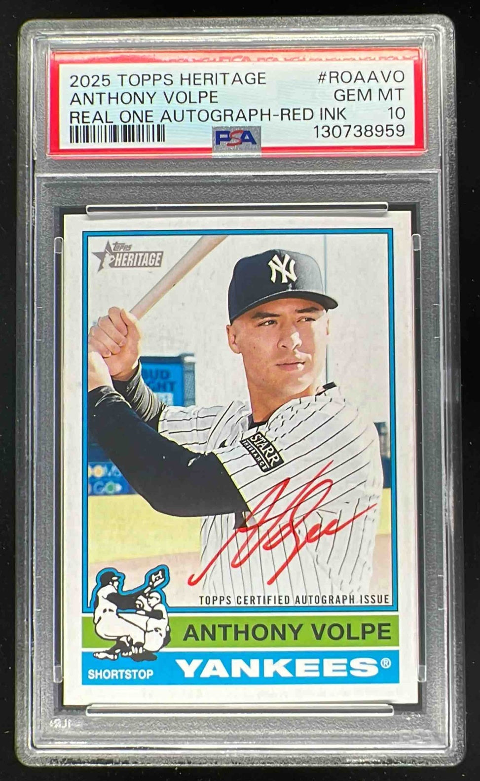 2025 Topps Heritage Real One Red Ink #ROA-AVO Anthony Volpe Auto