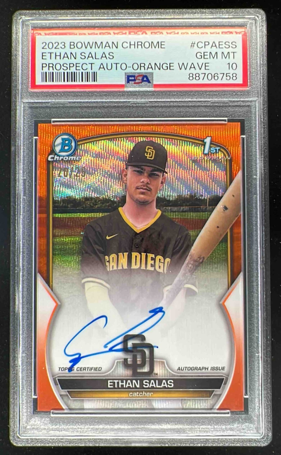 2023 Bowman Chrome Orange Wave Refractor #CPA-ESS Ethan Salas RC