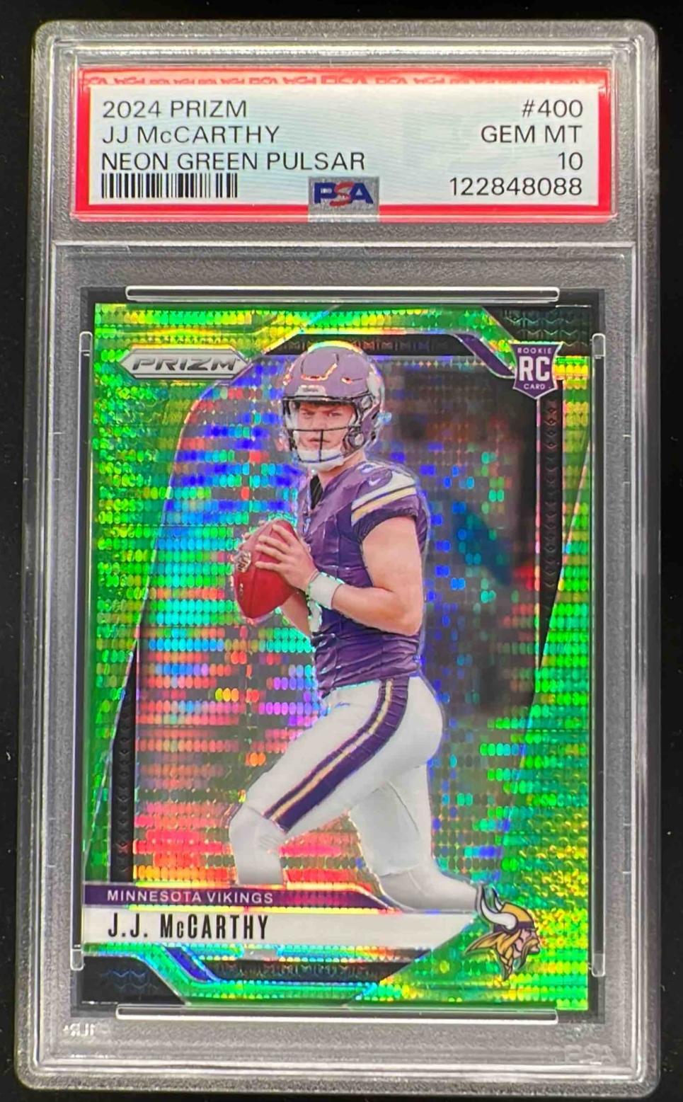 2024 Panini Prizm Neon Green Pulsar Prizm #400 J.J. McCarthy RC