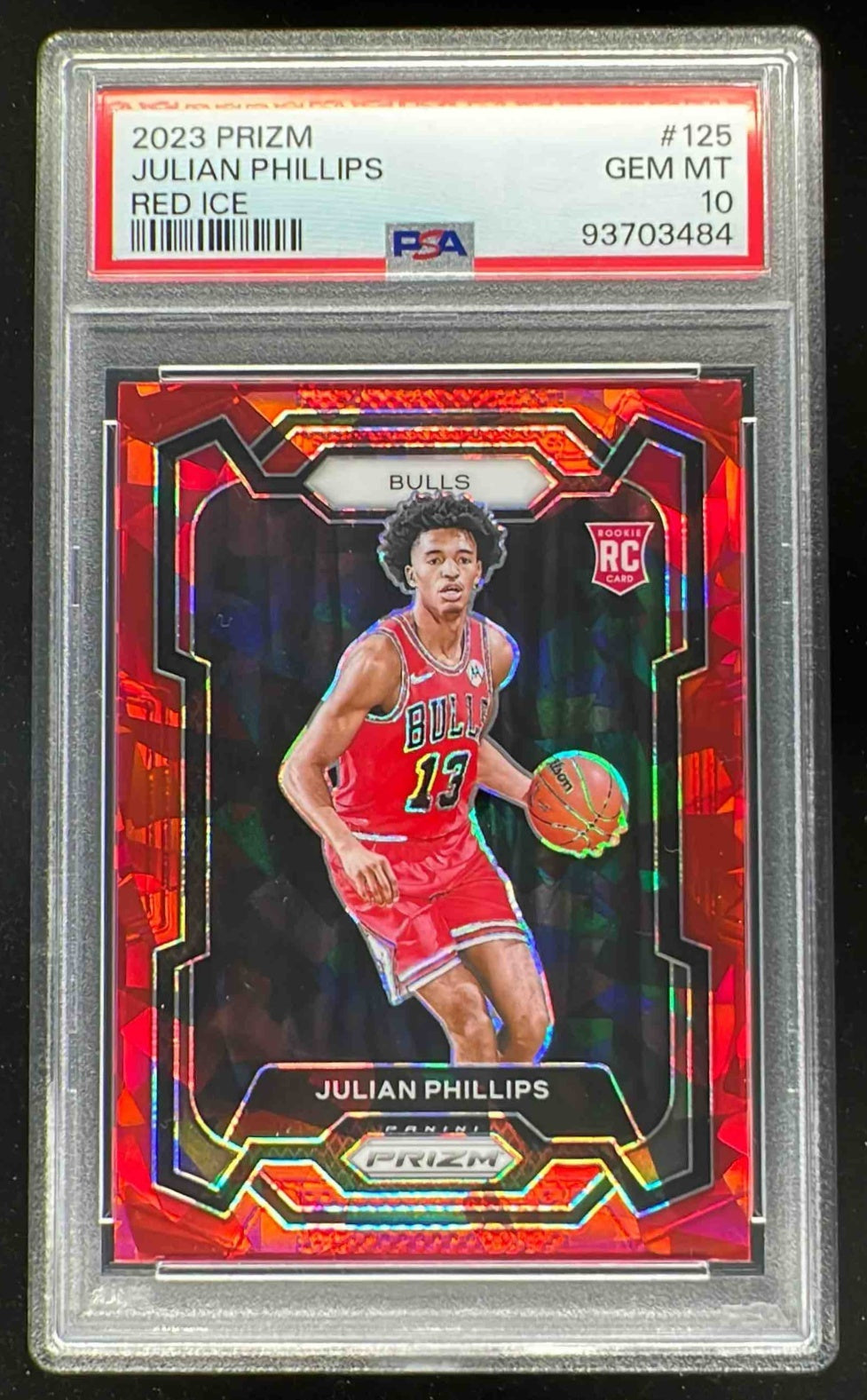 2023-24 Panini Prizm Prizms Red Ice #125 Julian Phillips RC PSA 10