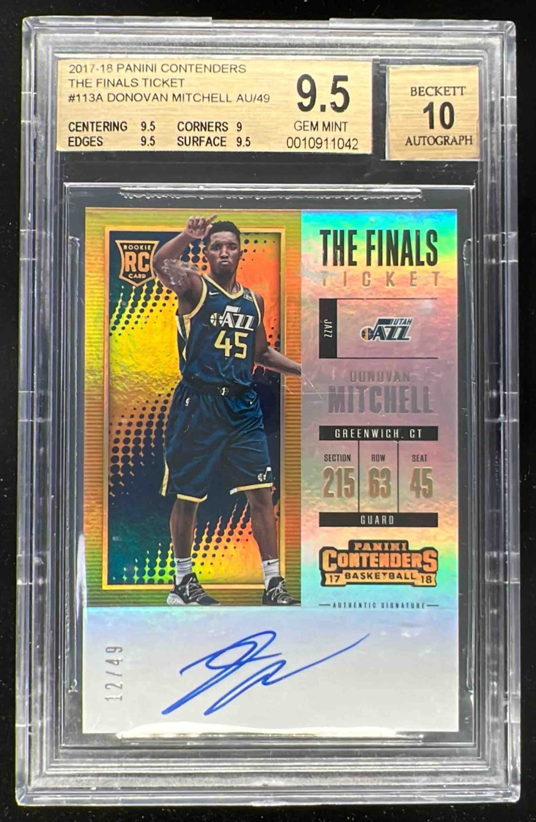 2017-18 Contenders The Finals Ticket #113a Donovan Mitchell RC