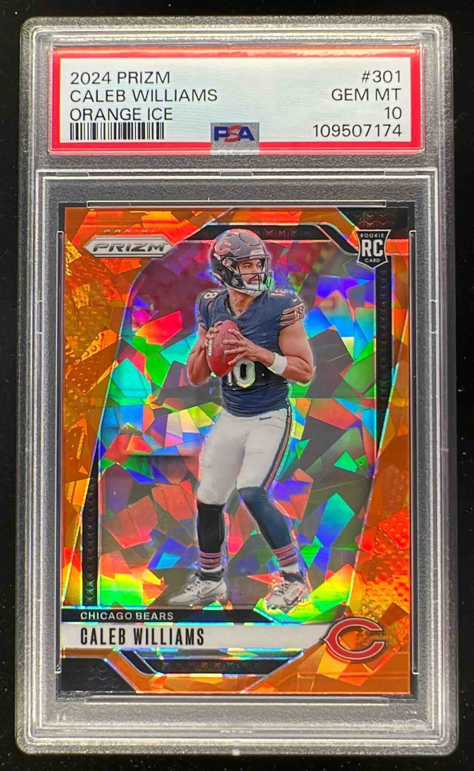 2024 Panini Prizm Orange Ice Prizm #301 Caleb Williams RC PSA 10
