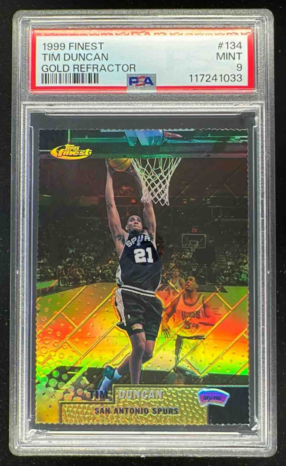 1999-00 Topps Finest Gold Refractors #134 Tim Duncan /100 PSA 9