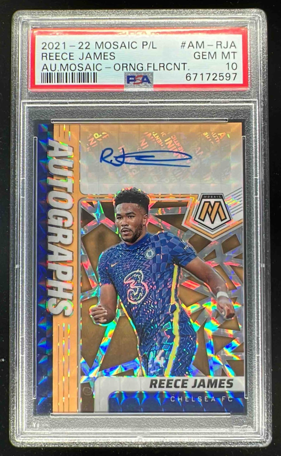 2021 Mosaic Mosaic Orange Fluorescent #AM-RJA Reece James Auto /20
